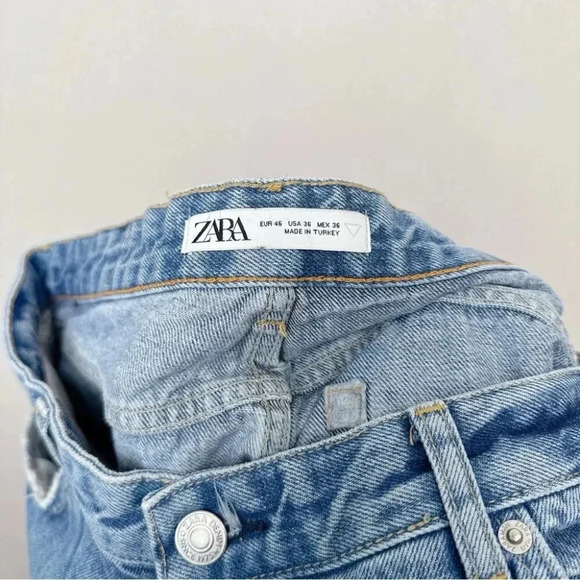 Zara Mens  36 Medium Wash Distressed Relaxed Button Fly Jeans - Picture 10 of 15